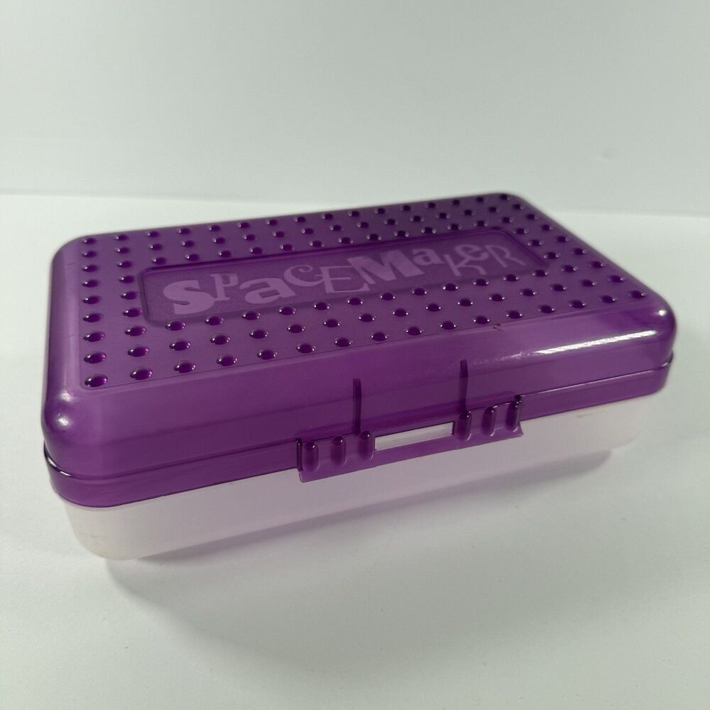 Spacemaker PURPLE & CLEAR Pencil Box Case Organizer Retro USA Made Vintage 90s